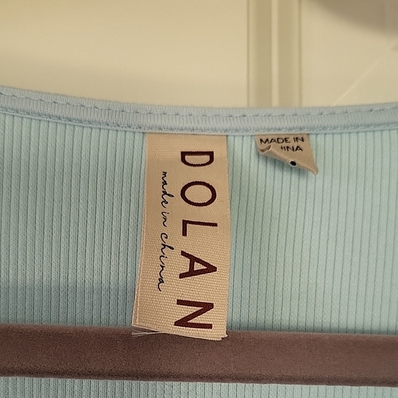 Dolan Anthropologie Lace Puff Sleeve Ribbed Knit Top Light Blue Women’s Small - Picture 2 of 11